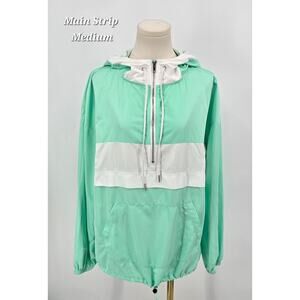 Main Strip Mint & White Half-Zip Windbreaker | Size M
